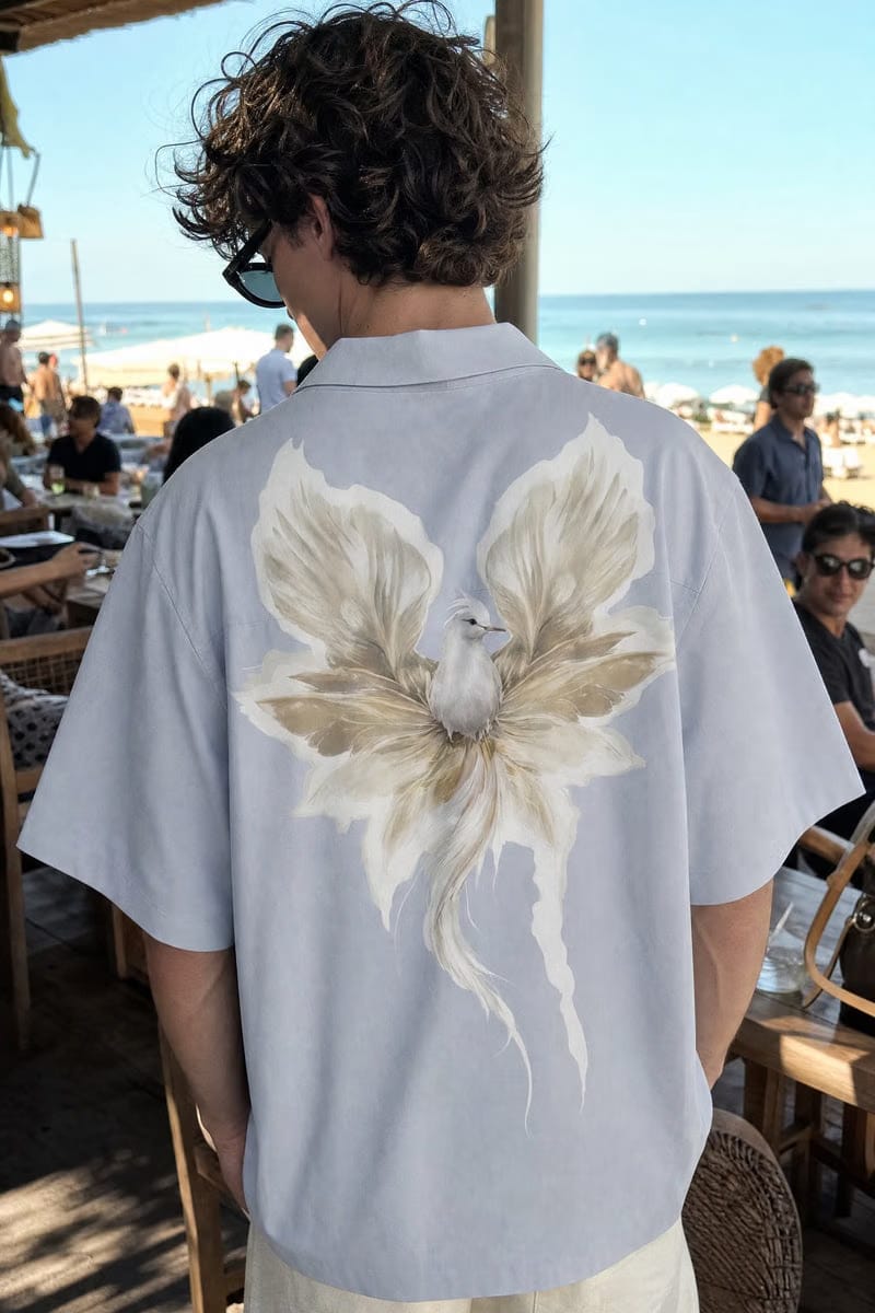 Off Supply Angelic Grey Bowling Shirt