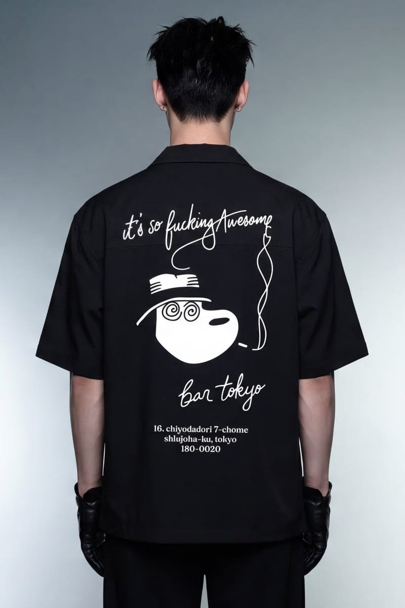 Off Supply Bar Tokyo Black Bowling Shirt
