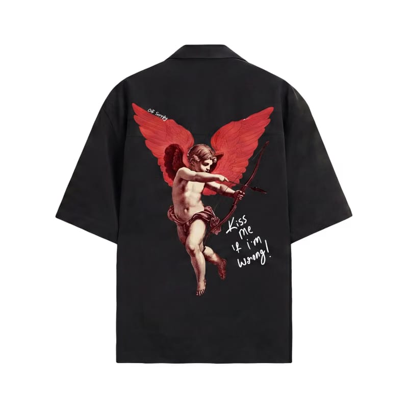 Off Supply Cupid_s Fav Black Bowling Shirt