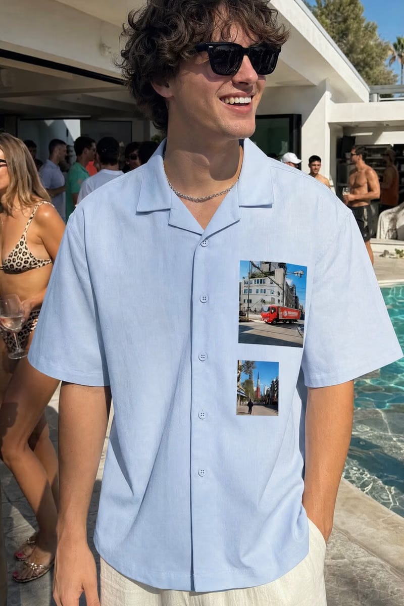 Off Supply In Transit Light Blue Bowling Shirt