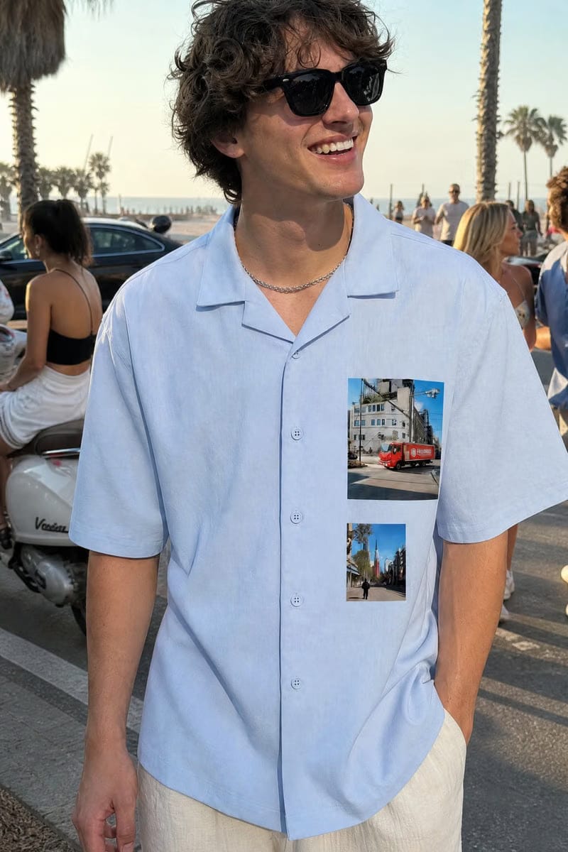 Off Supply In Transit Light Blue Bowling Shirt