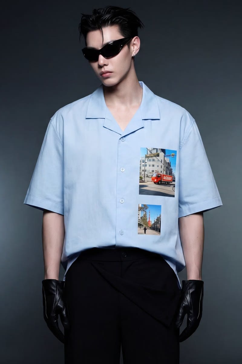 Off Supply In Transit Light Blue Bowling Shirt