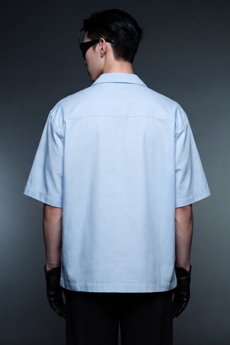 Off Supply In Transit Light Blue Bowling Shirt