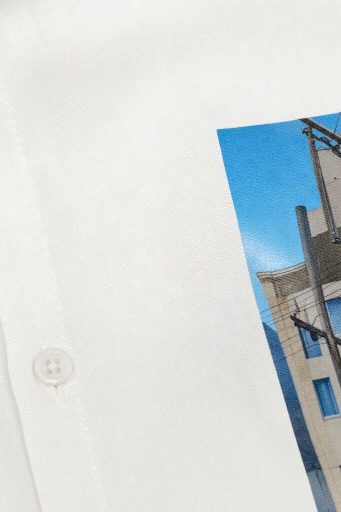Off Supply In Transit White Bowling Shirt