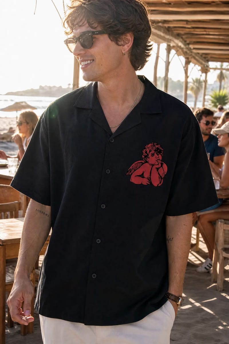 Off Supply Lost In Thoughts Black Bowling Shirt