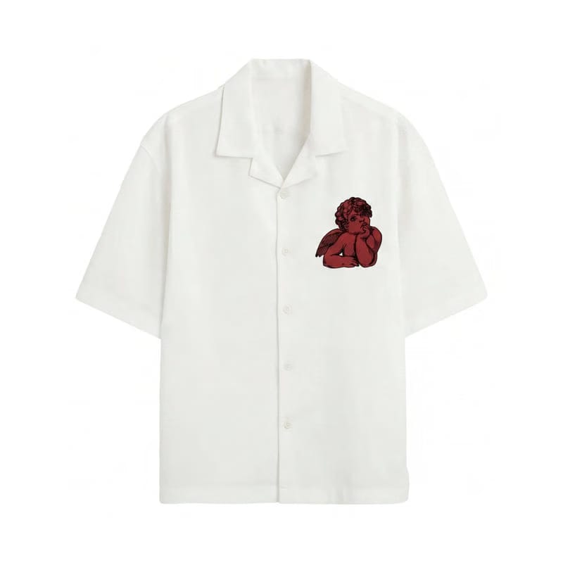 Off Supply Lost In Thoughts White Bowling Shirt