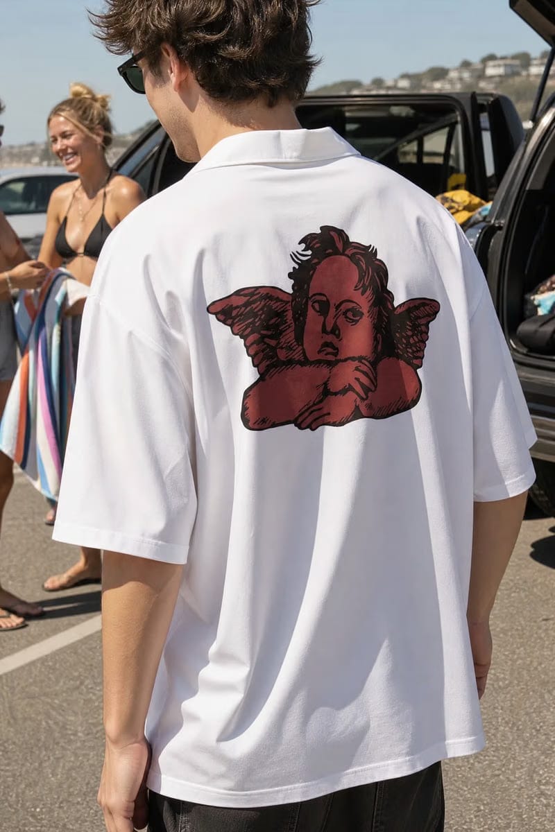 Off Supply Lost In Thoughts White Bowling Shirt