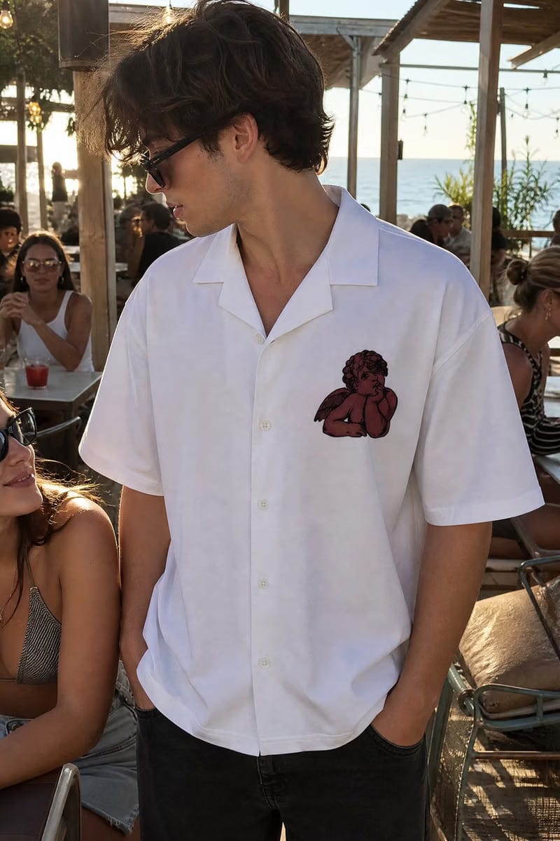 Off Supply Lost In Thoughts White Bowling Shirt