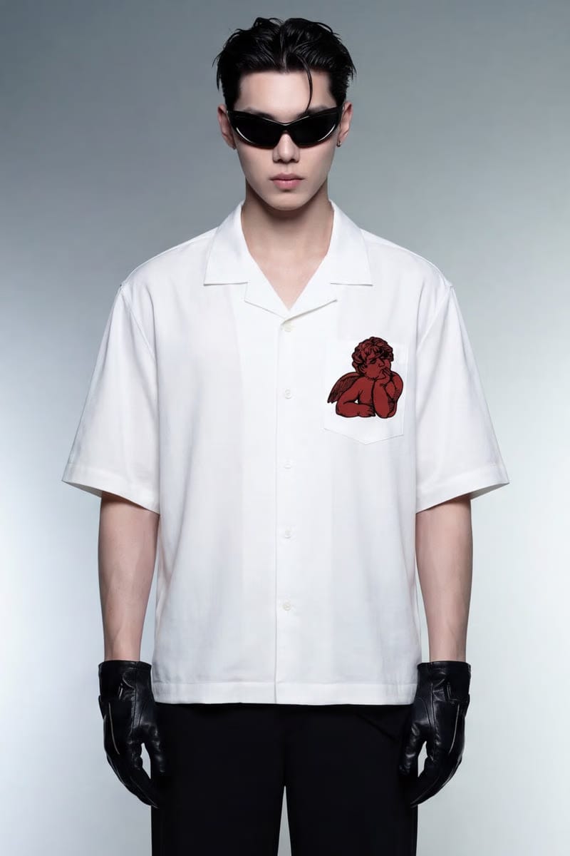 Off Supply Lost In Thoughts White Bowling Shirt