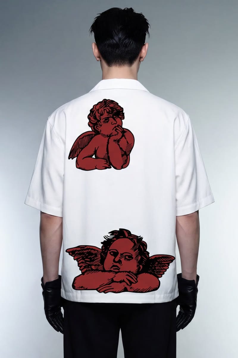 Off Supply Lost In Thoughts White Bowling Shirt