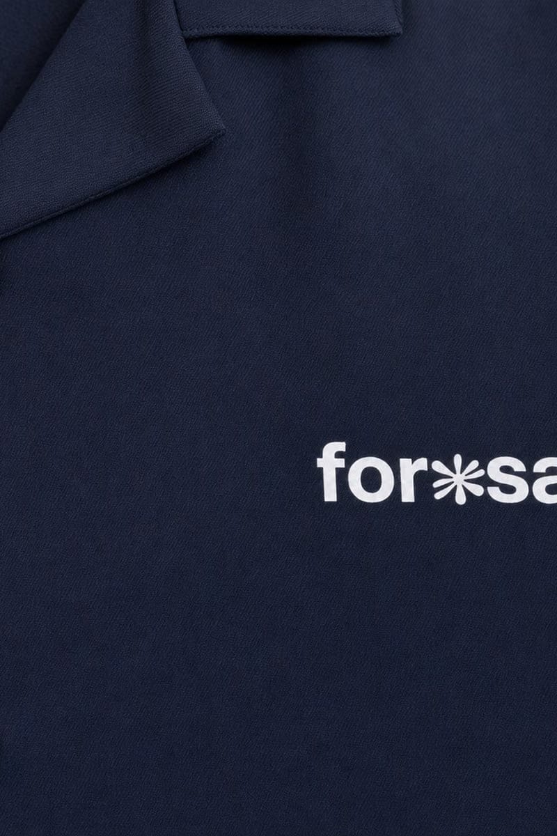 Forfksake Sinners Navy Blue Bowling Shirt