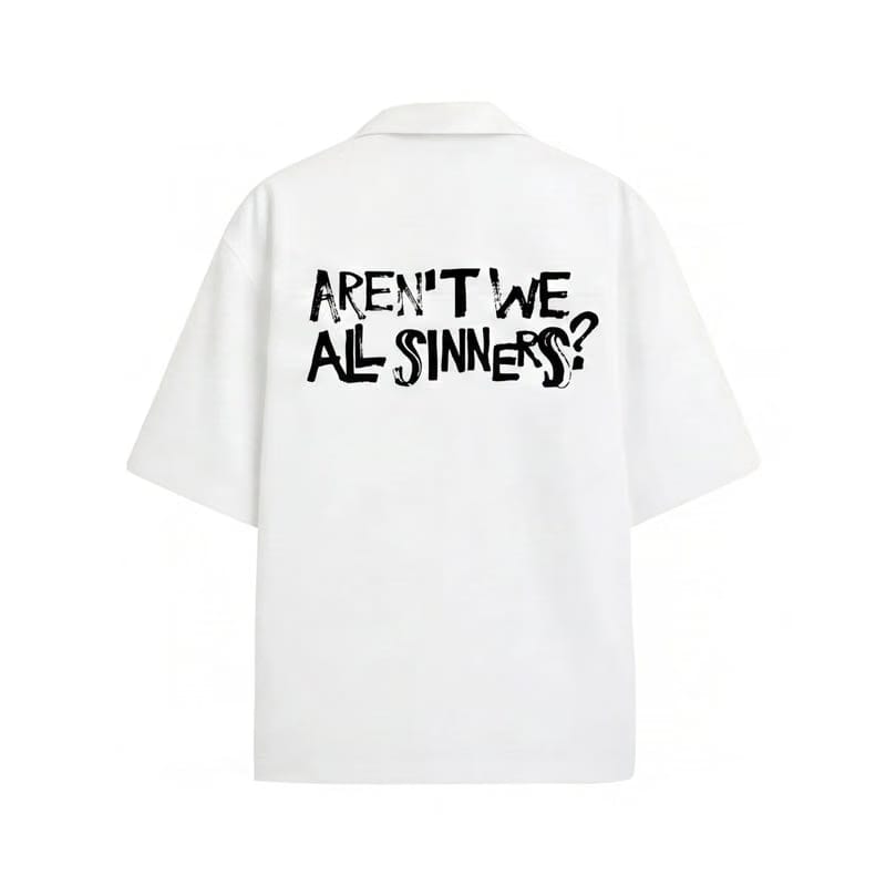 Forfksake Sinners White Bowling Shirt
