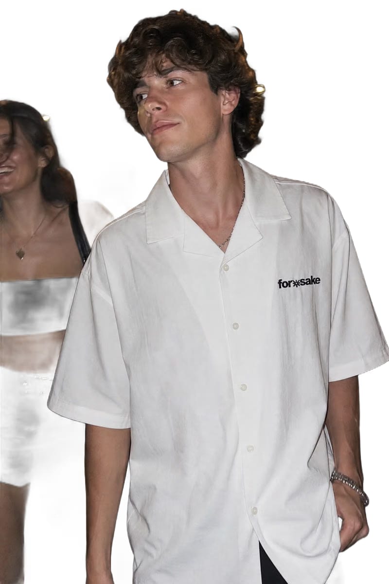 Forfksake Sinners White Bowling Shirt
