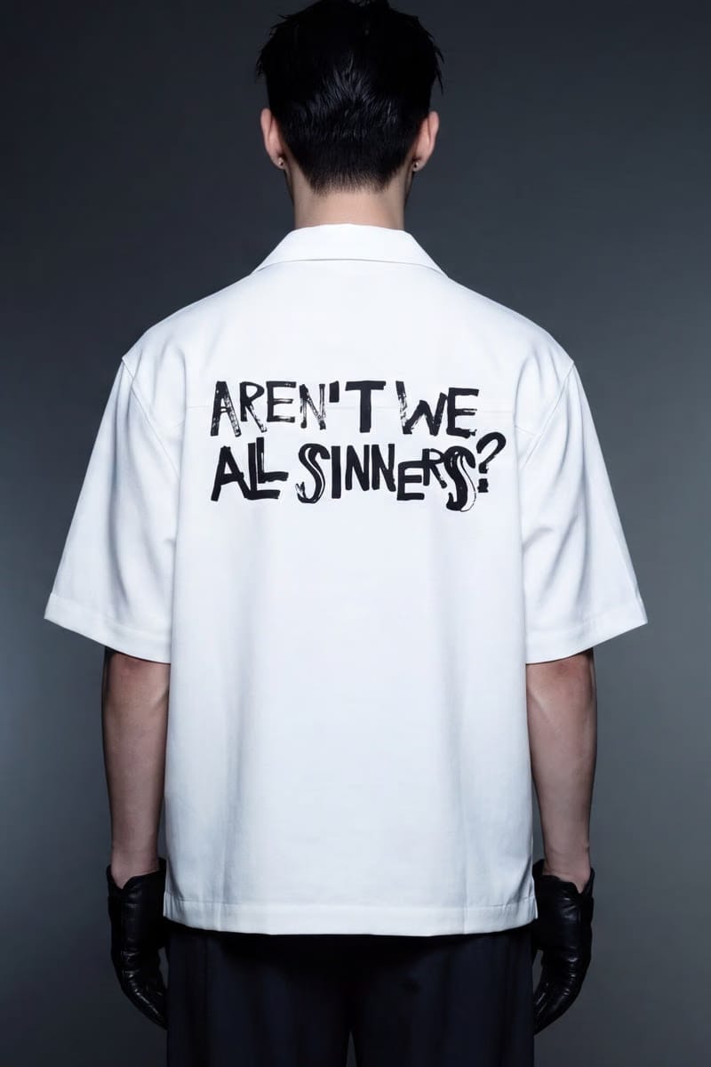 Forfksake Sinners White Bowling Shirt