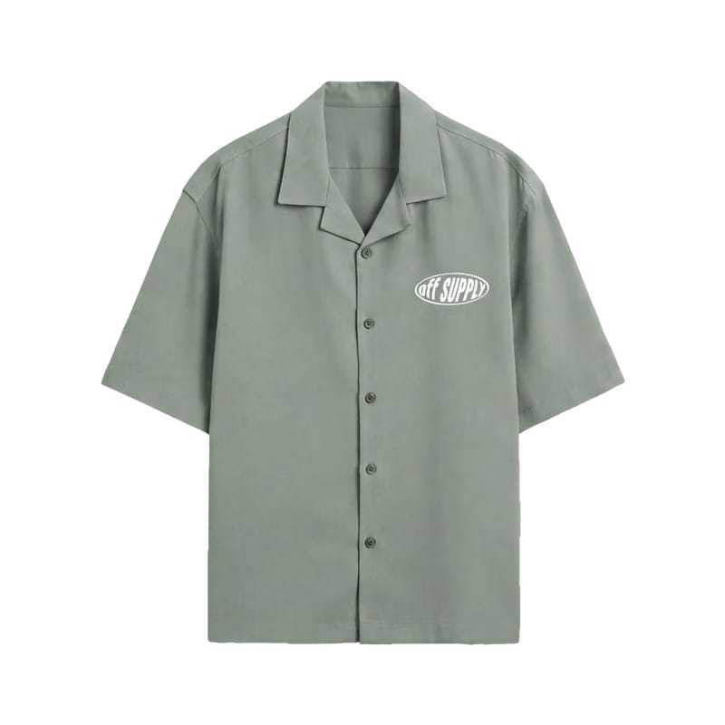 Off Supply Motion Dreams Sage Green Bowling Shirt