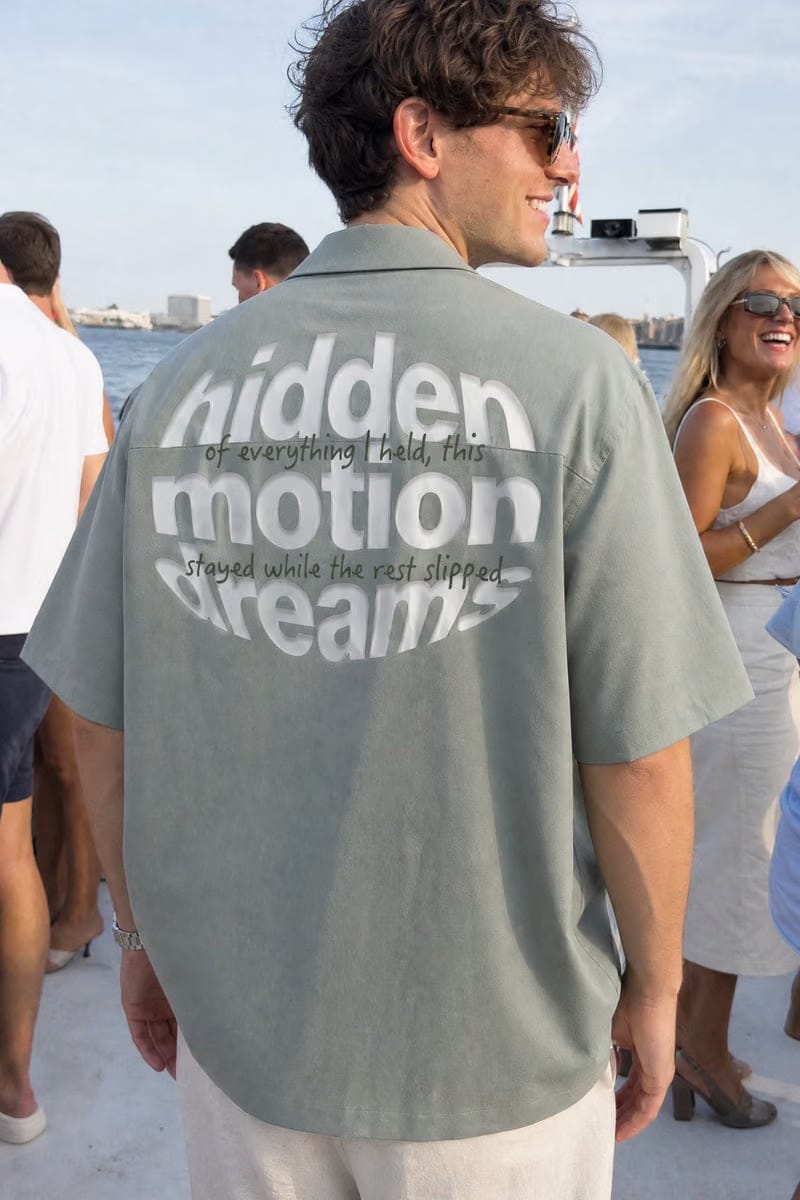 Off Supply Motion Dreams Sage Green Bowling Shirt