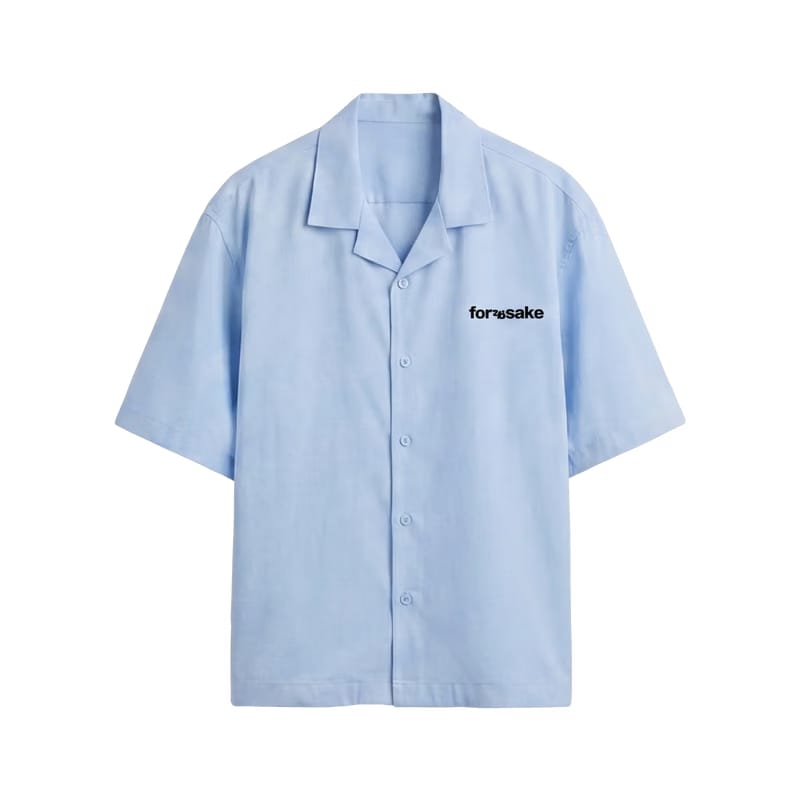 Forfksake Try Harder Light Blue Bowling Shirt