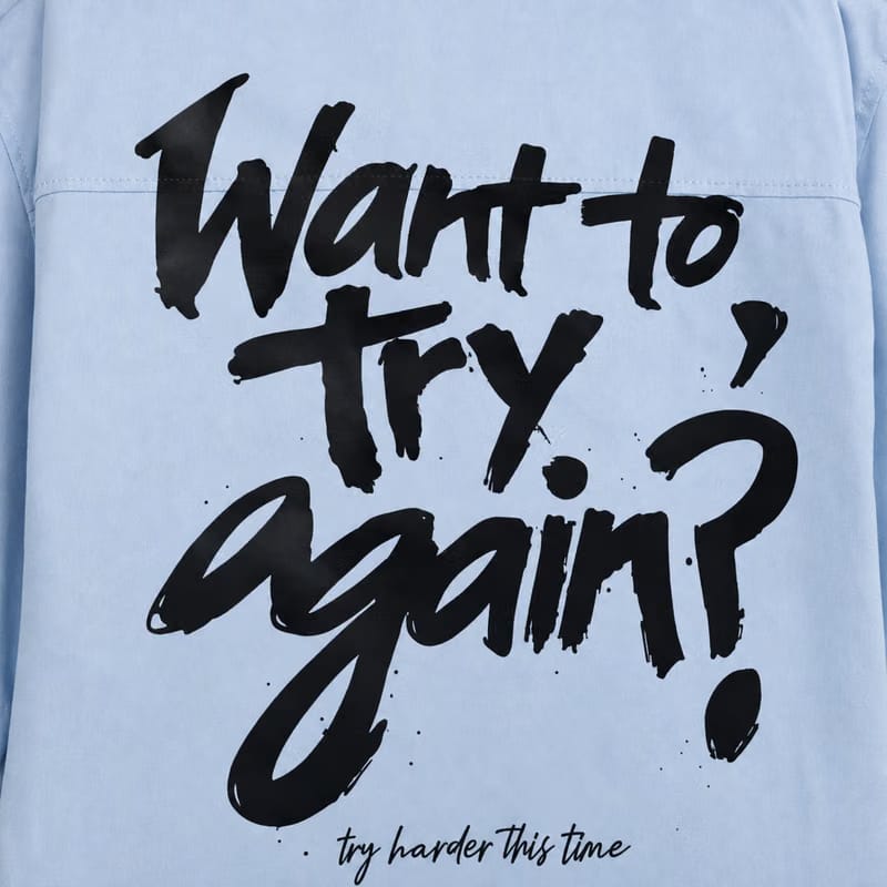 Forfksake Try Harder Light Blue Bowling Shirt