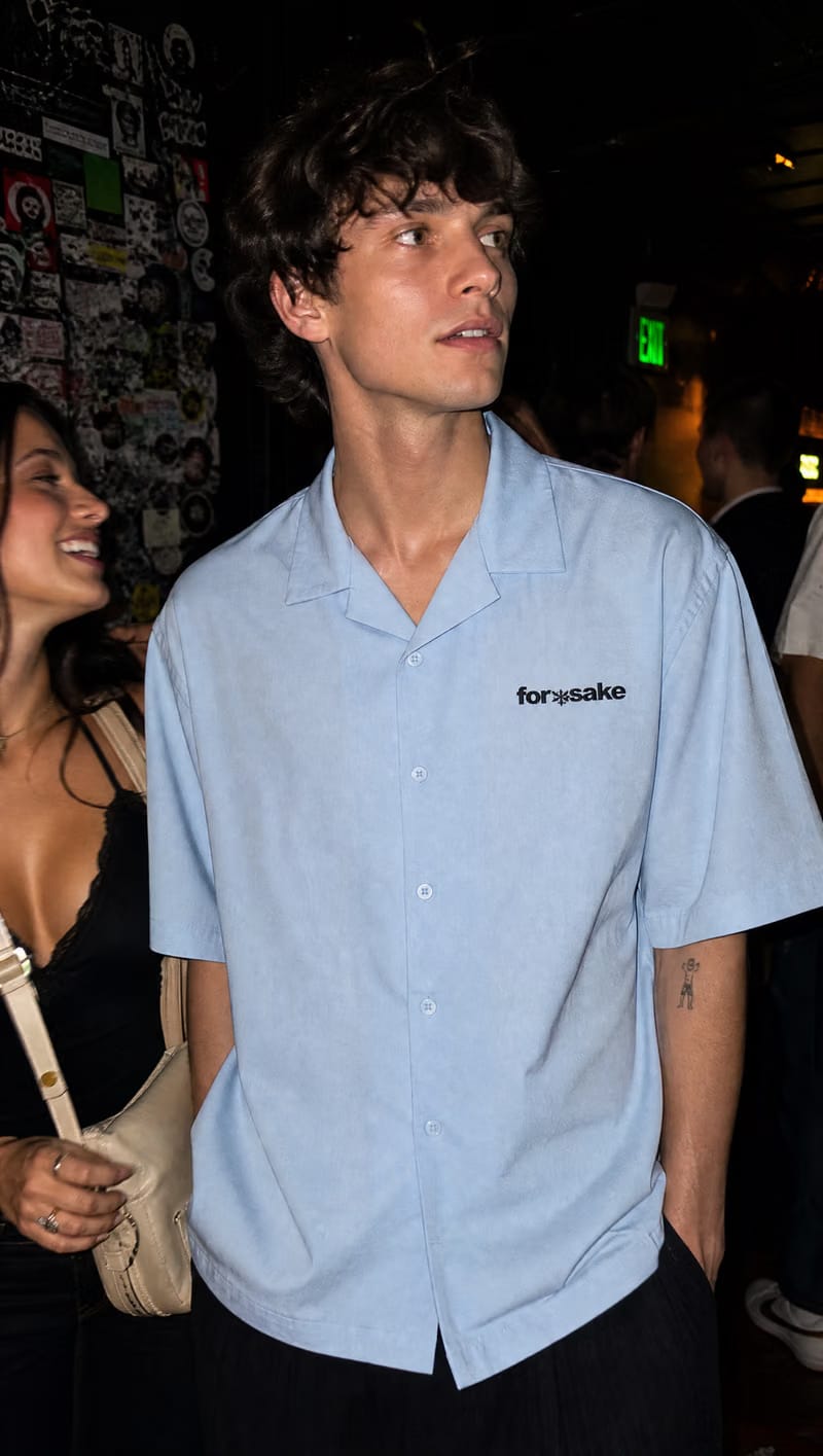 Forfksake Try Harder Light Blue Bowling Shirt