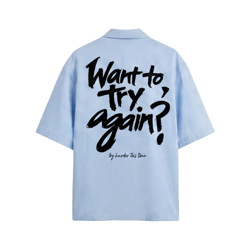 Forfksake Try Harder Light Blue Bowling Shirt