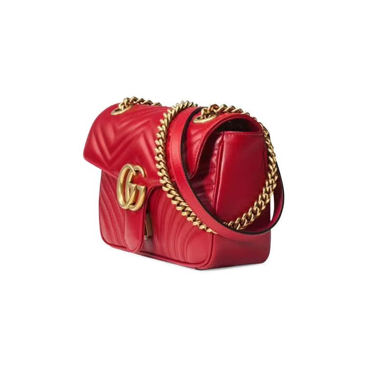 Gucci GG Marmont Small Matelassé Shoulder Bag Red