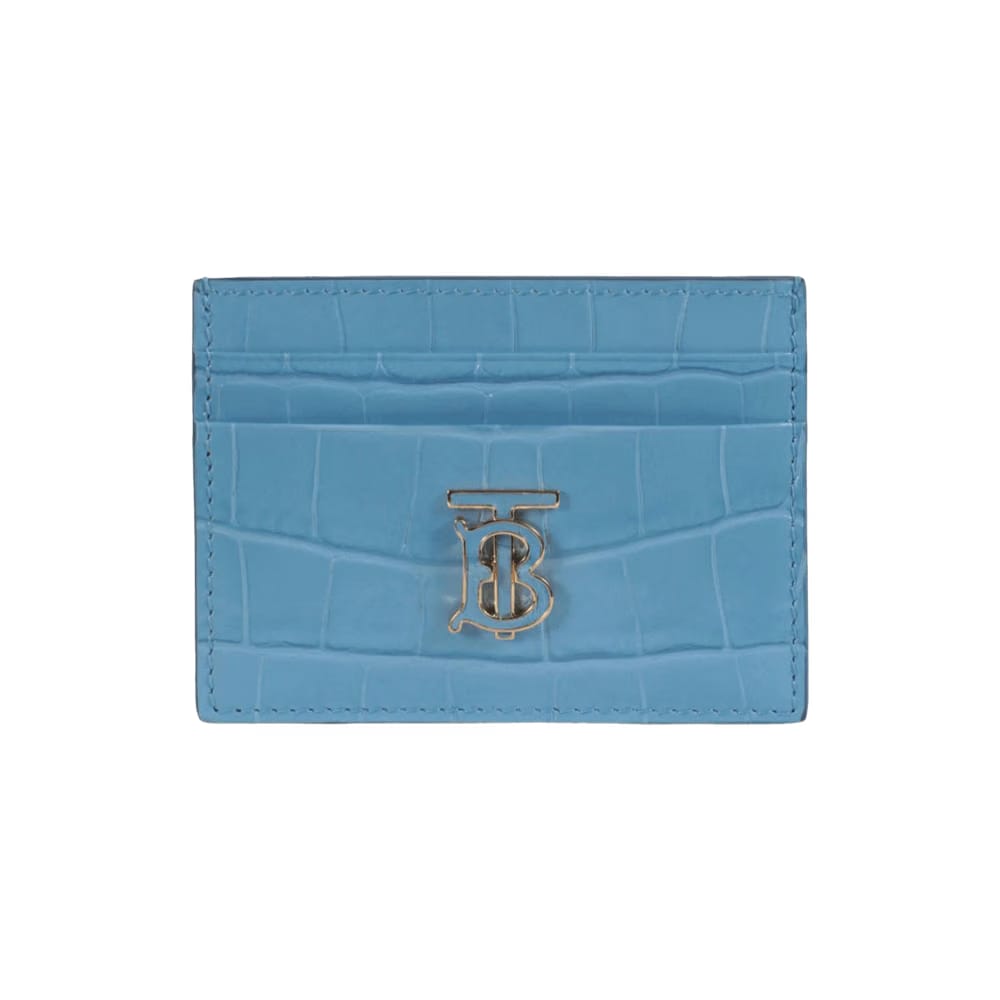 Burberry Crocodile Embossed TB Card Holder Blue