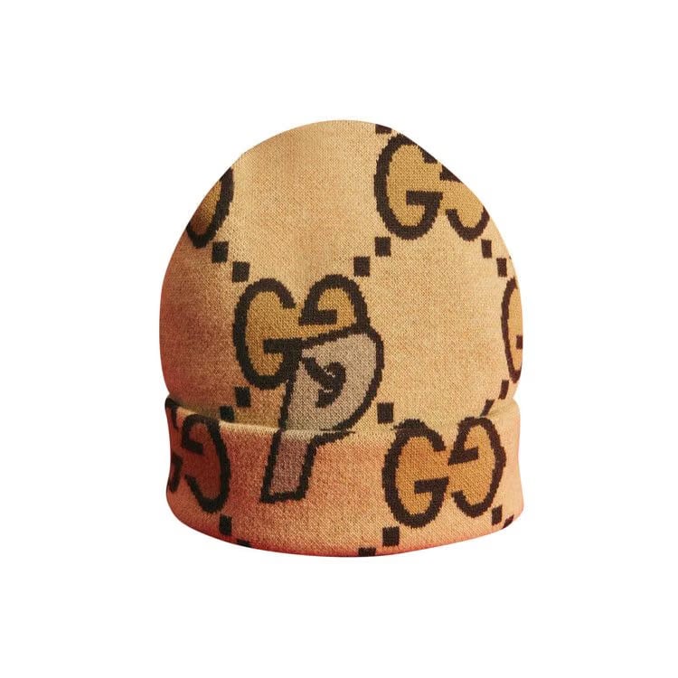 Gucci x Palace Wool Large GG-P Beanie Beige/Ebony