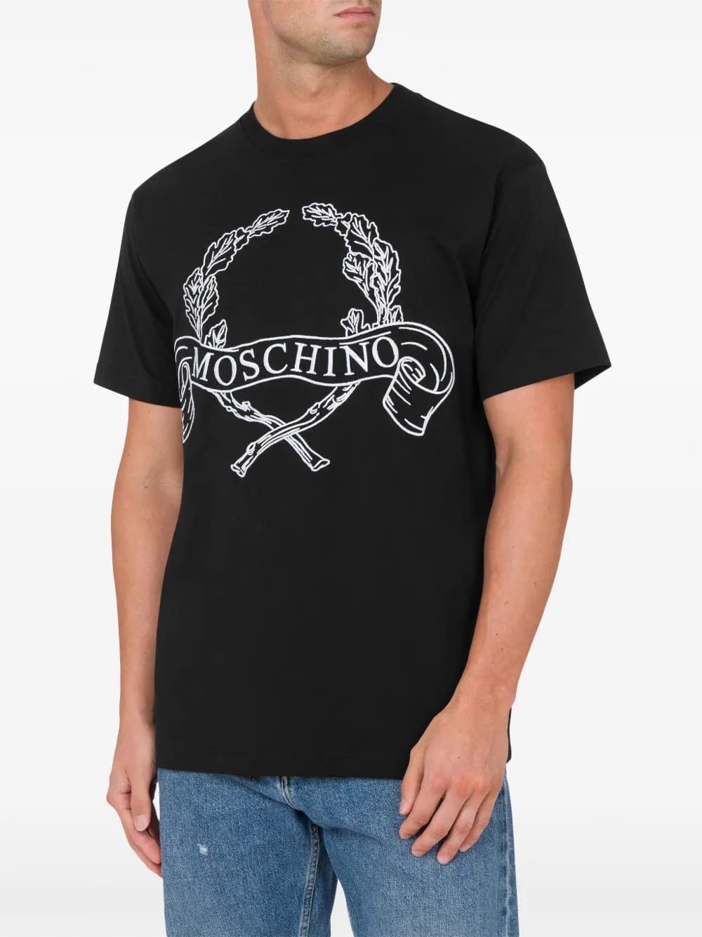 Moschino Laurel-print jersey T-Shirt Black