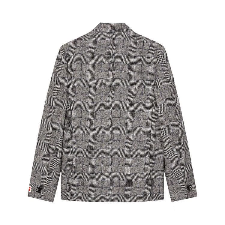 Kenzo Wavy Check Double Breasted Jacket Dark Grey
