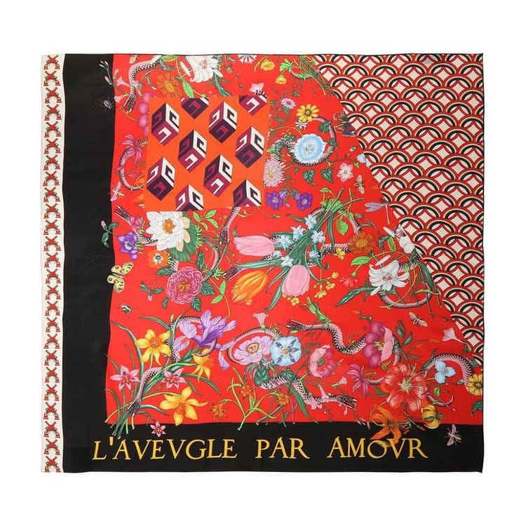 Gucci Patchwork Printed Scarf Red