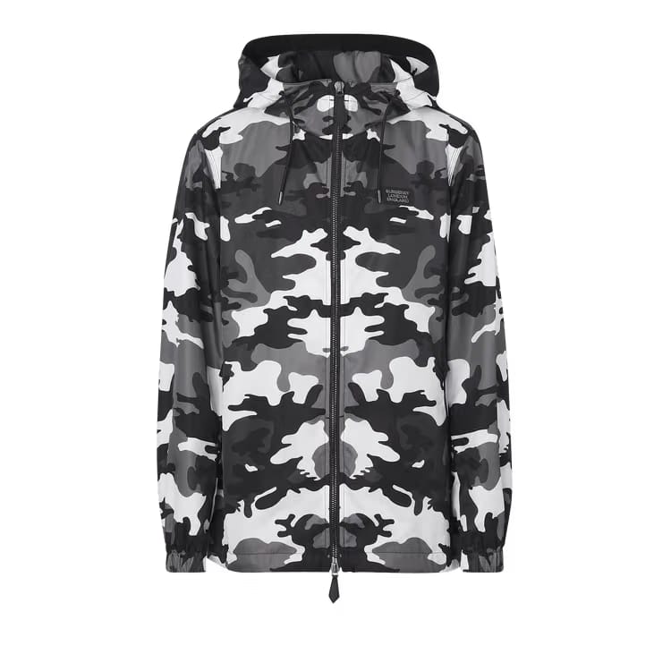 Burberry Camouflage Print Jacket Monochrome