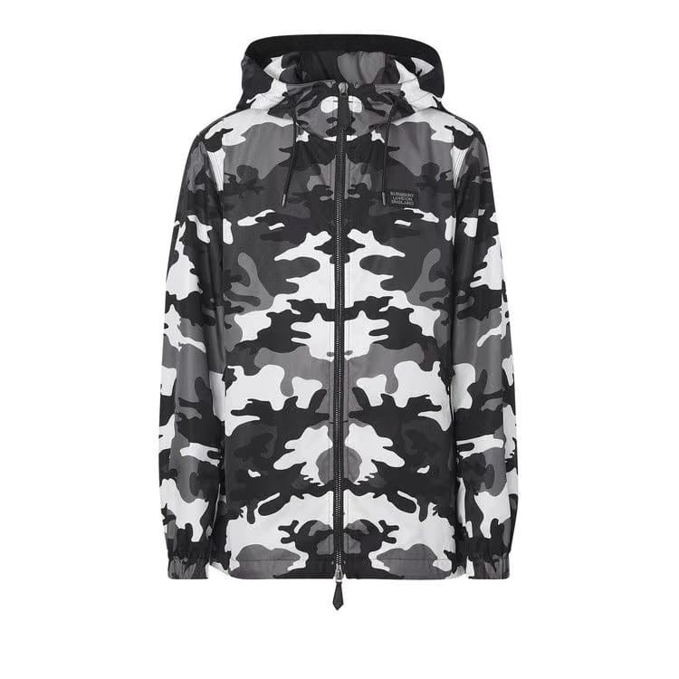 Burberry Camouflage Print Jacket Monochrome