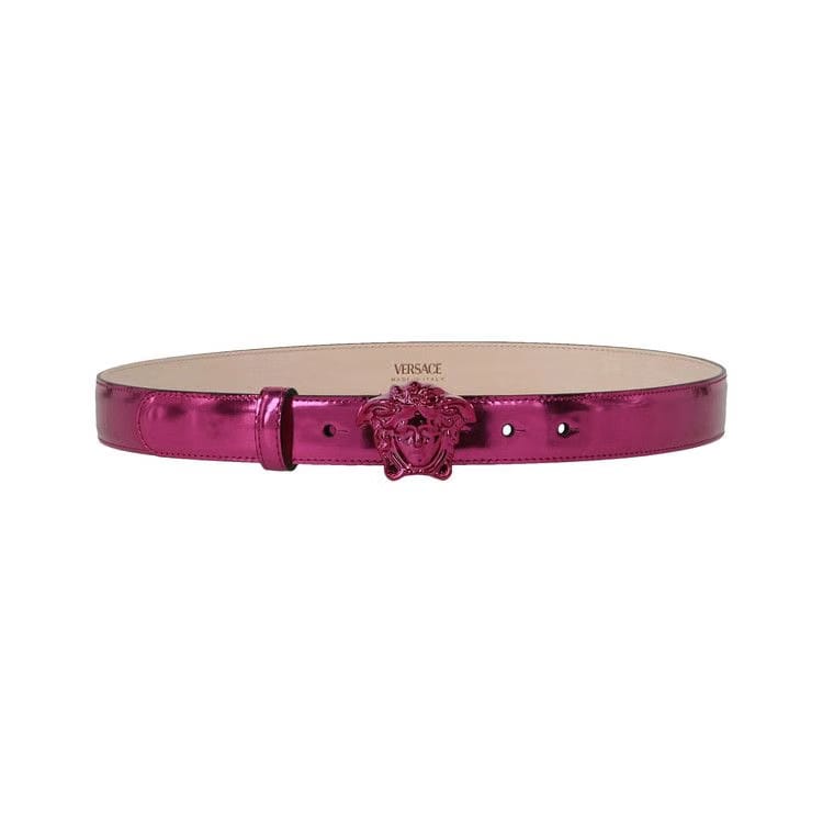 Versace Medusa Metallic Leather Belt Tropical Pink Palladium