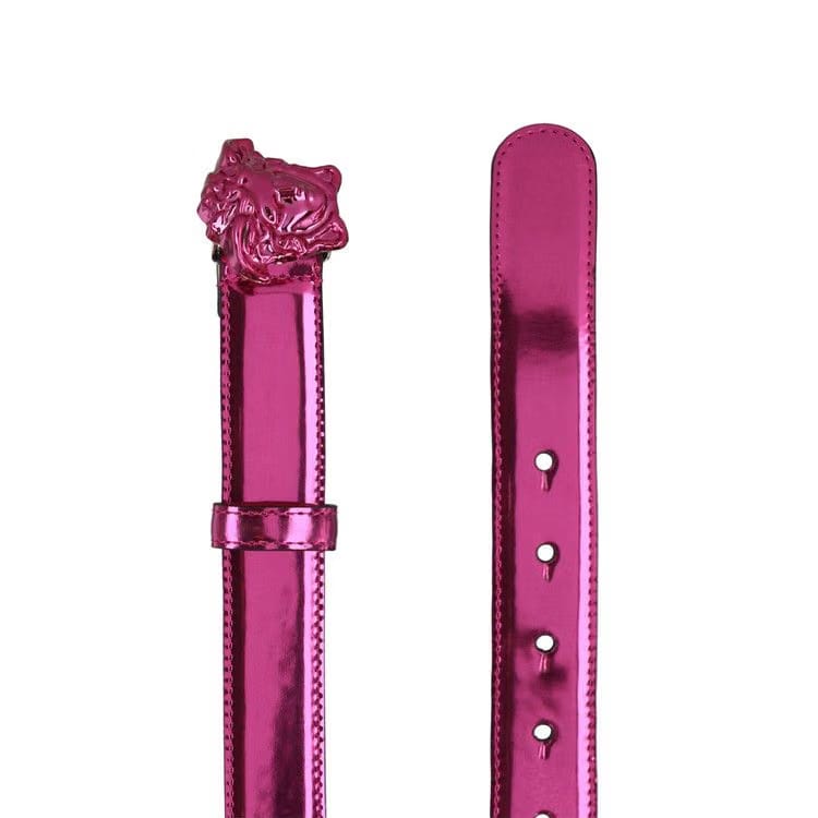 Versace Medusa Metallic Leather Belt Tropical Pink Palladium