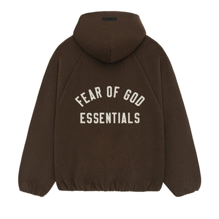 Fear of God Essentials Brushed Hooded Bomber Jacket Brown