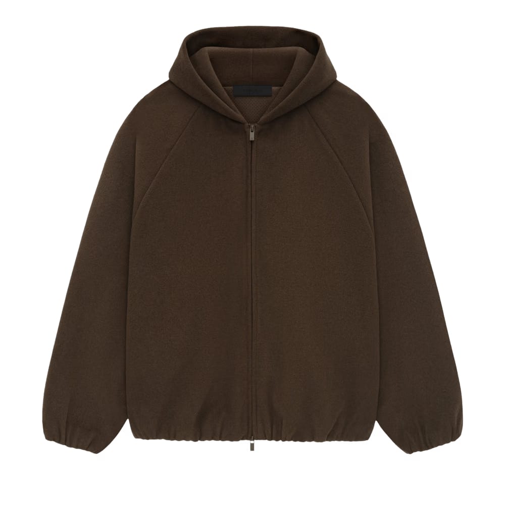 Fear of God Essentials Brushed Hooded Bomber Jacket Brown