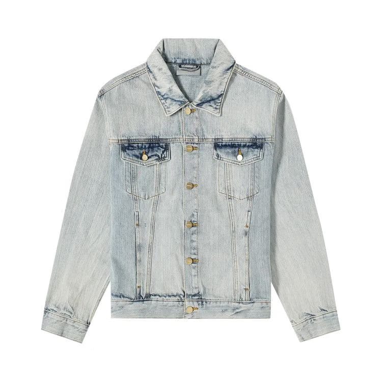 Fear of God Essentials Denim Trucker Light Indigo Distress Wash