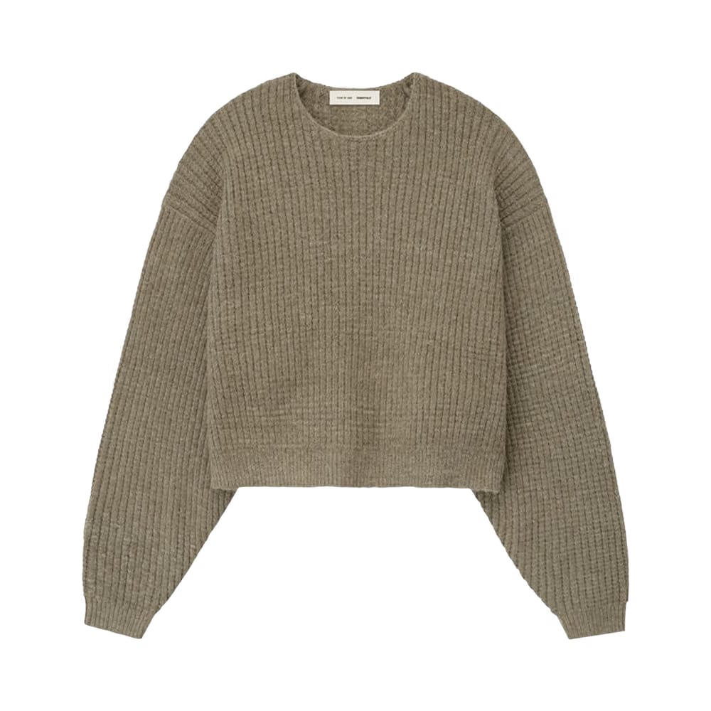 Fear of God Essentials Heavy Waffle Crewneck 90's Sweater Homestead Heather