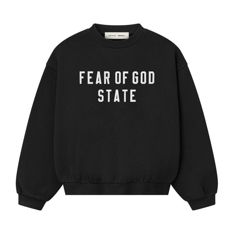 Fear of God Essentials Kids 90's Fit Fleece Crewneck Jet Black
