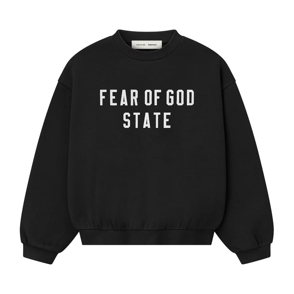 Fear of God Essentials Kids 90's Fit Fleece Crewneck Jet Black