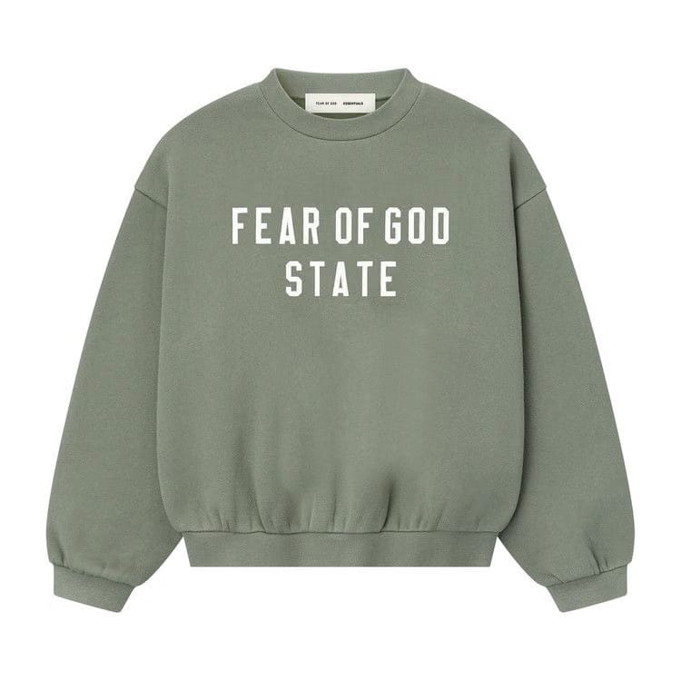 Fear of God Essentials Kids 90's Fit Fleece Crewneck Moss