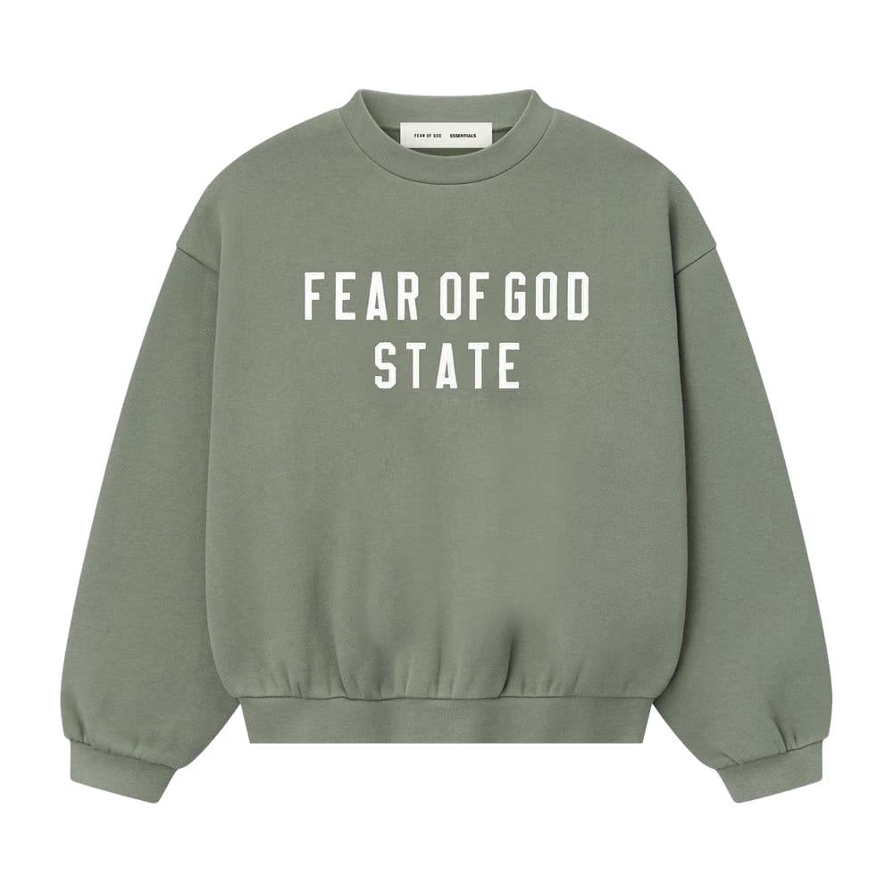 Fear of God Essentials Kids 90's Fit Fleece Crewneck Moss