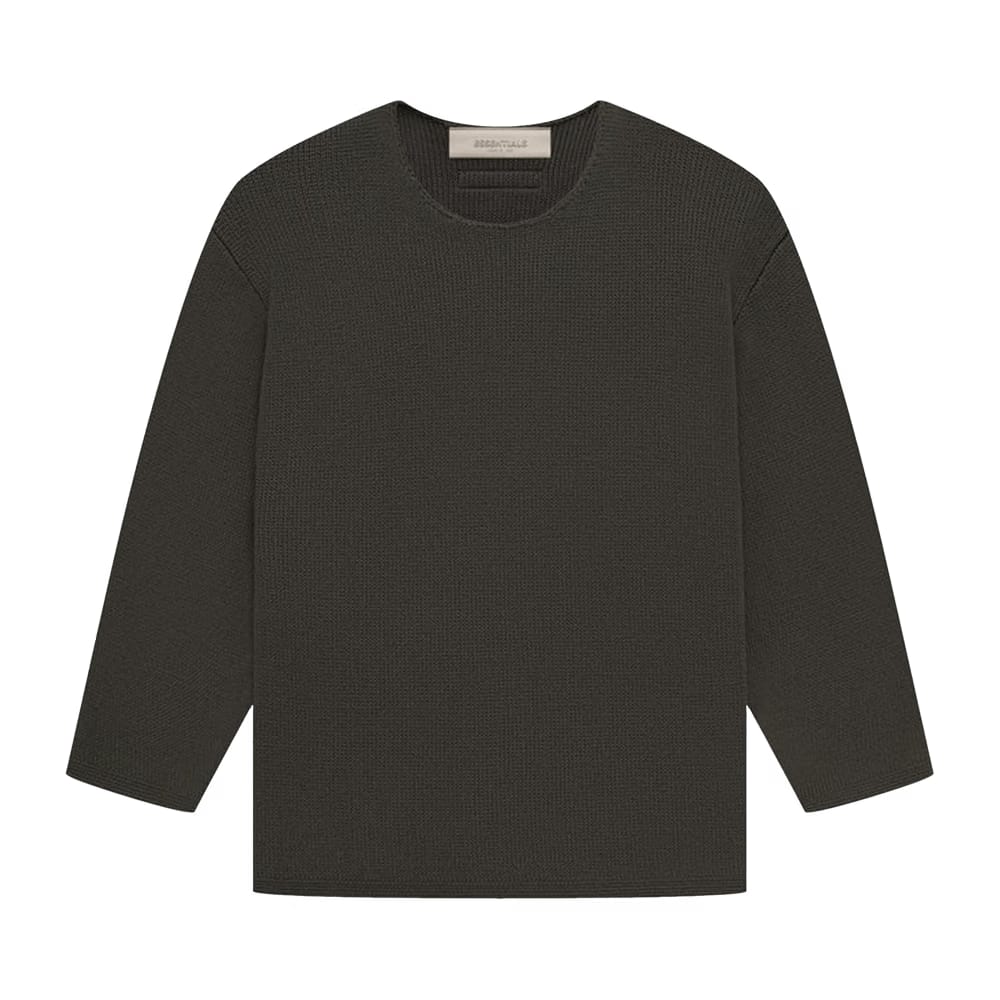 Fear of God Essentials Kids Rawneck Knit Sweater Off Black