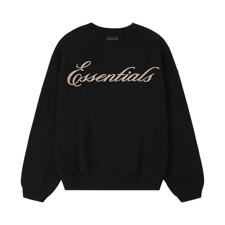 Fear of God Essentials Waffle Crewneck Sweater Vintage Black