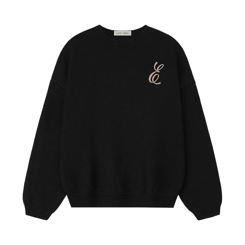 Fear of God Essentials Waffle Crewneck Sweater Vintage Black