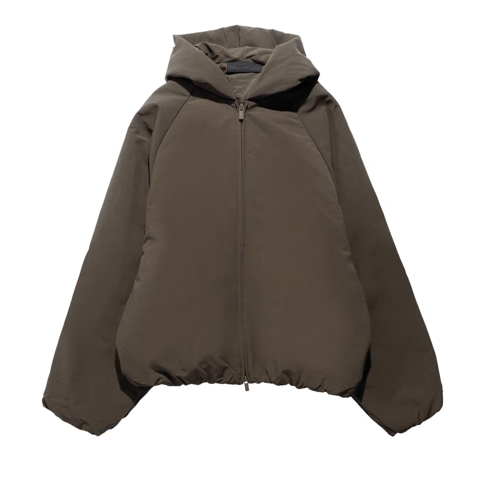 Fear of God Essentials Military Nylon Hooded Bomber Brown