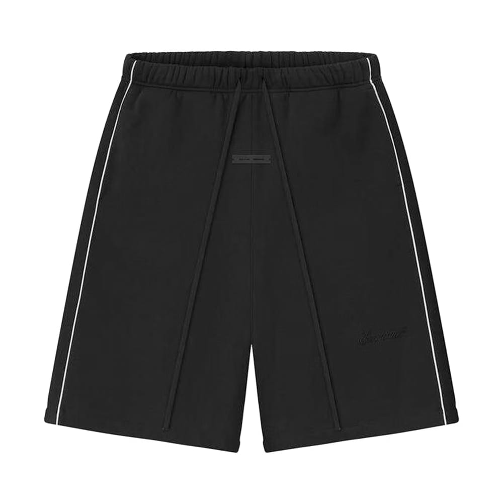 Fear of God Essentials Relaxed Fleece Sweatshort With Piping Jet Black/Cloud White
