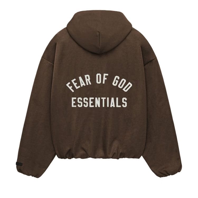 Fear of God Essentials Textured Nylon Hooded Bomber Jacket Brown
