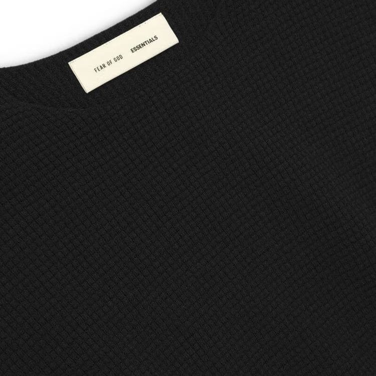 Fear of God Essentials Waffle Crewneck 90's Sweater Vintage Black