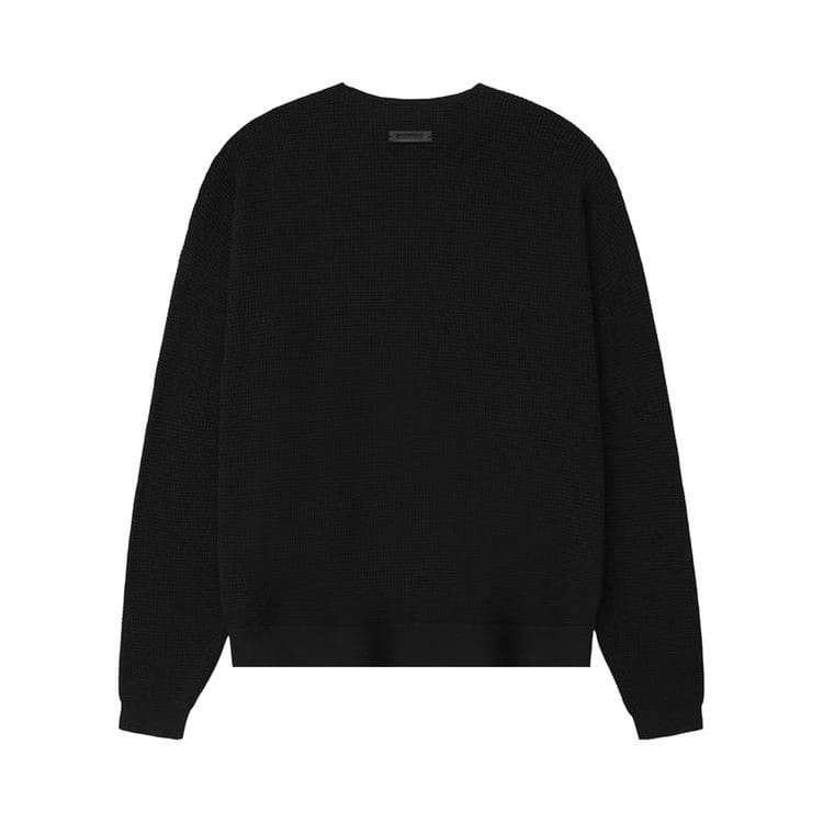 Fear of God Essentials Waffle Crewneck 90's Sweater Vintage Black